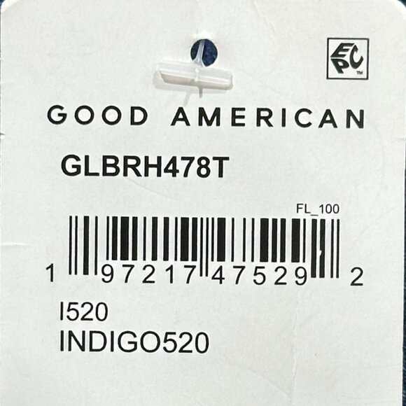 Good American Bermuda Denim Shorts Indigo 20-26 Plus Cut Off Distressed Mid Rise - Picture 8 of 10